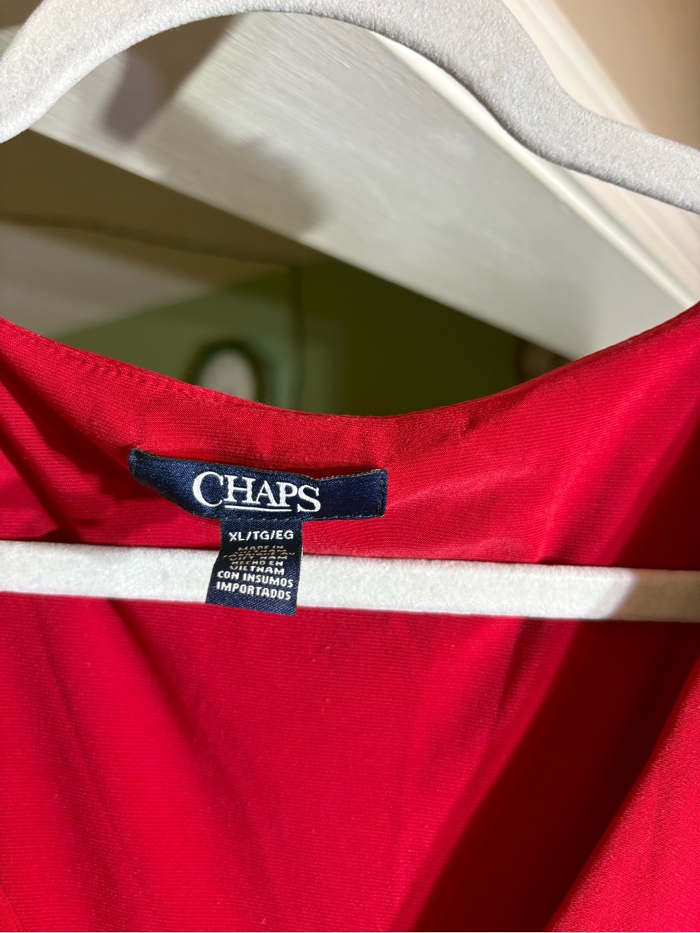 Chaps Crimson Red Faux Wrap Ruched V-Neck Midi Sheath Dress XL - Picture 3 of 5